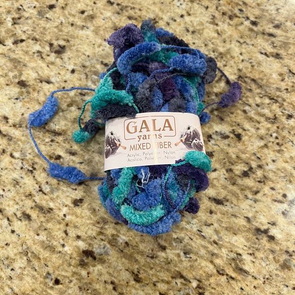 Gala Yarns Other - Gala Yarns Mixed Fiber Blue Teal Purple Variegated Novelty Boucle Yarn 50g